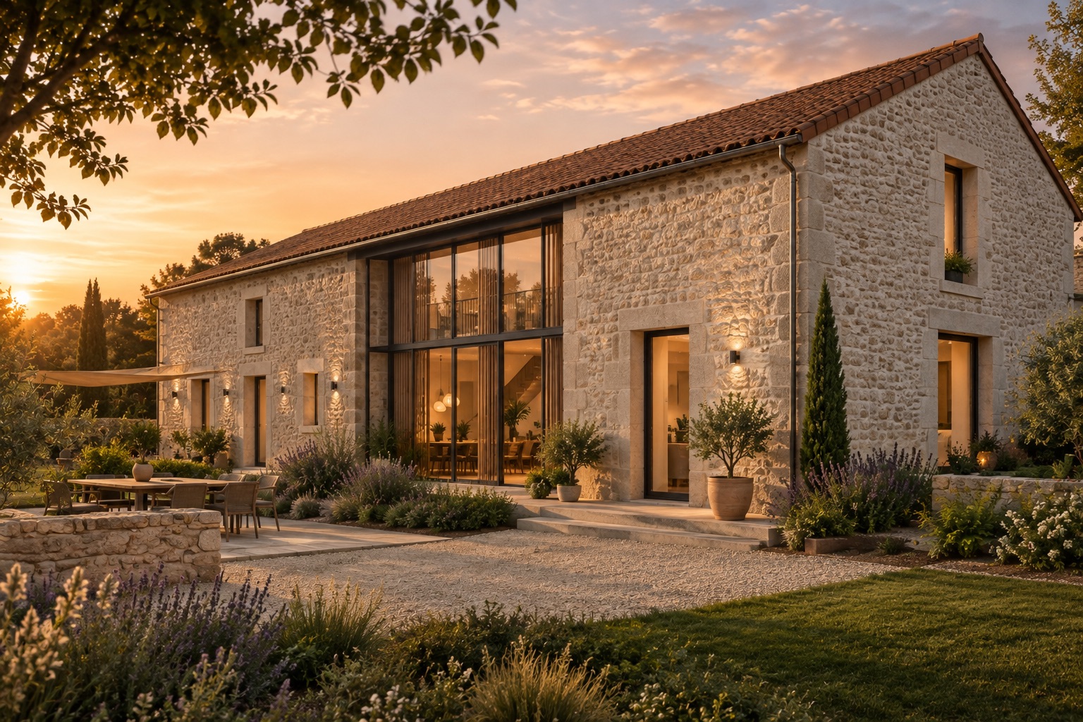 Grange en pierre rénovée en habitation