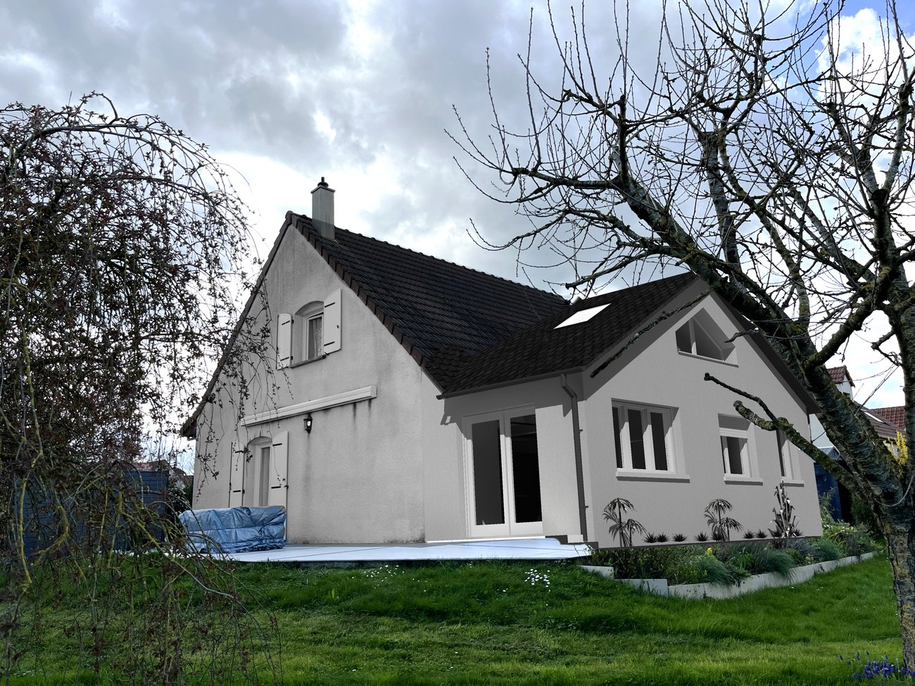 Insertion 3D du projet dans la photo de la maison