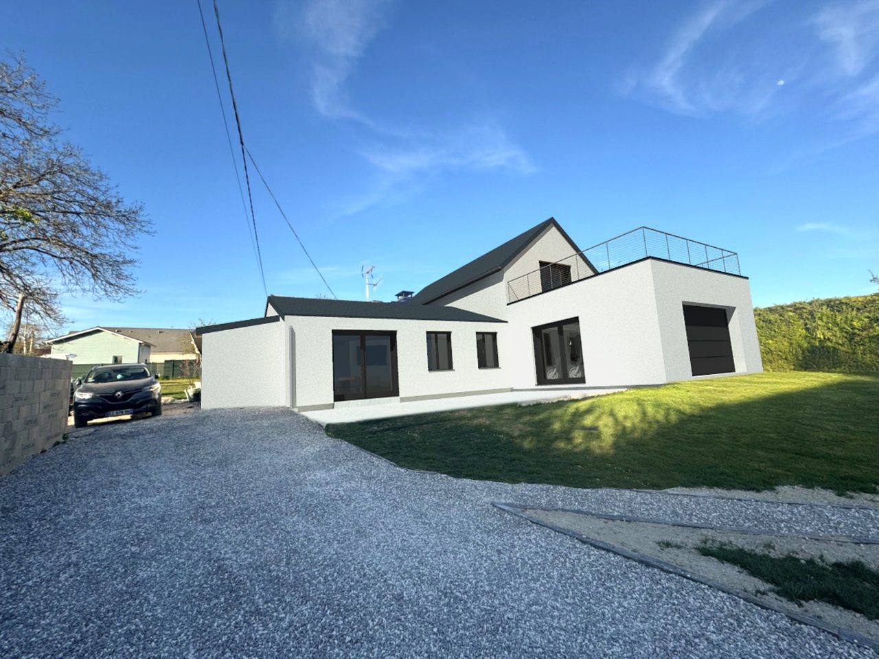 Insertion 3D d'une maison contemporaine